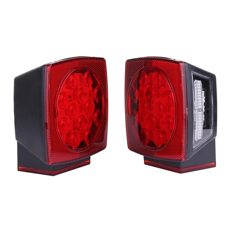 Waterproof Trailer Tail Lights Square Boat Trailer Lights LED Submersible Kit for Boat Truck RV Trailers Under