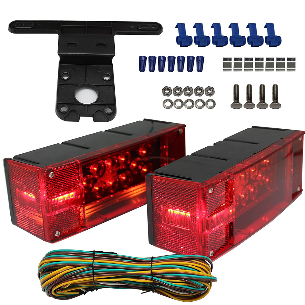 Waterproof Tail Lamp Led Lighting Rear Lights Rectangular Led Submersible Trailer Boat Stud Stop Turn Tail Lights Kit