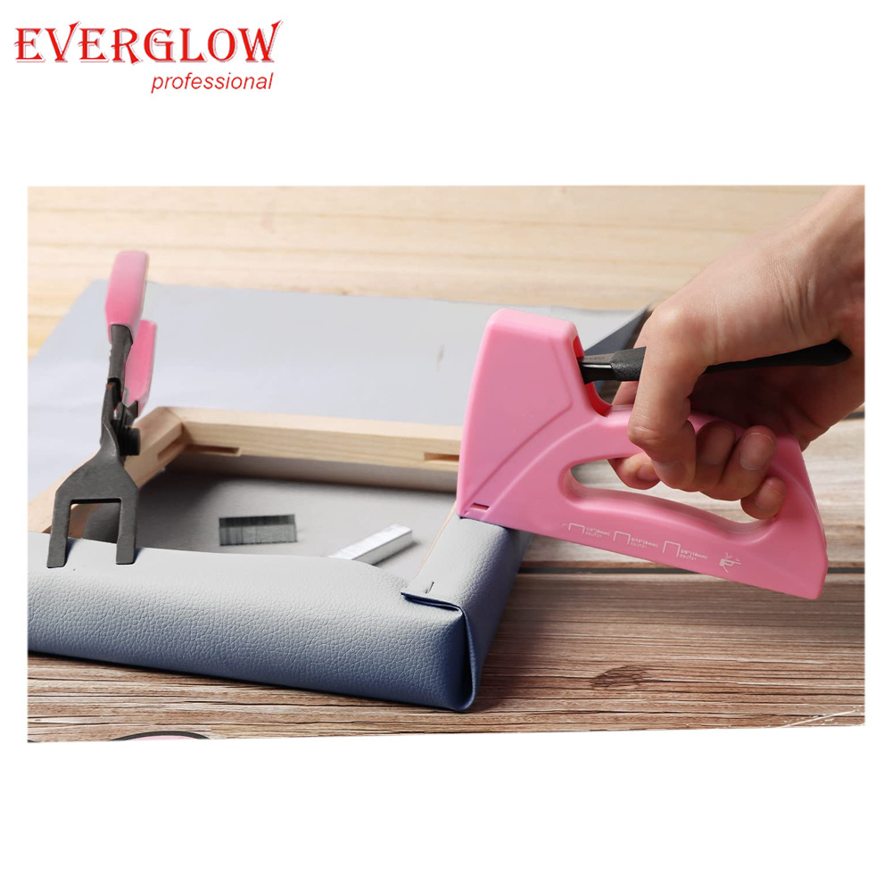 Pink Light Duty Staple Gun gift for women with 1600 pcs JT21 Staples 1/4 5/16 3/8 inch and Remover for Upholstery Decoration