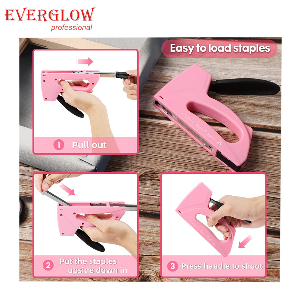 Pink Light Duty Staple Gun gift for women with 1600 pcs JT21 Staples 1/4 5/16 3/8 inch and Remover for Upholstery Decoration