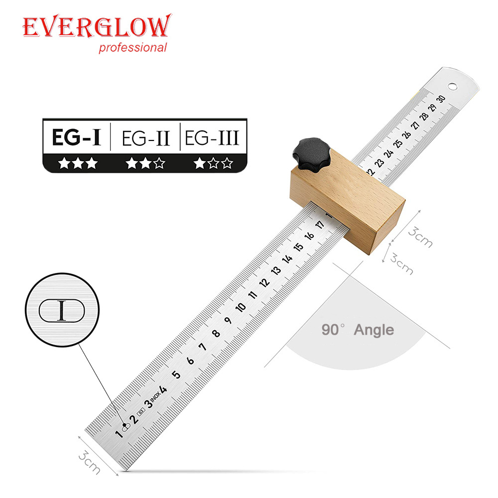 High Precision Level metal spreader universal Combination square marking tool 300mm with multi- Angle stop ruler beech wood