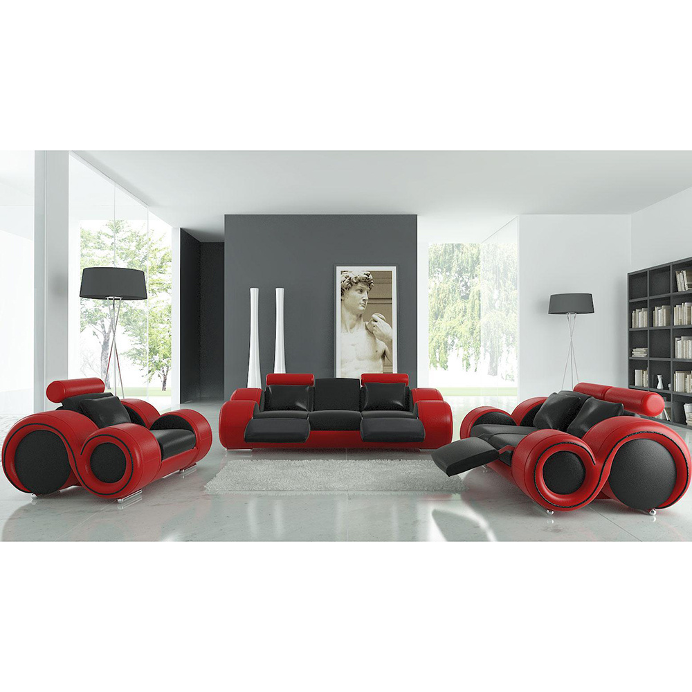 Modern design Italian style Two Tone genuine leather sectional sofa set for living room home furniture