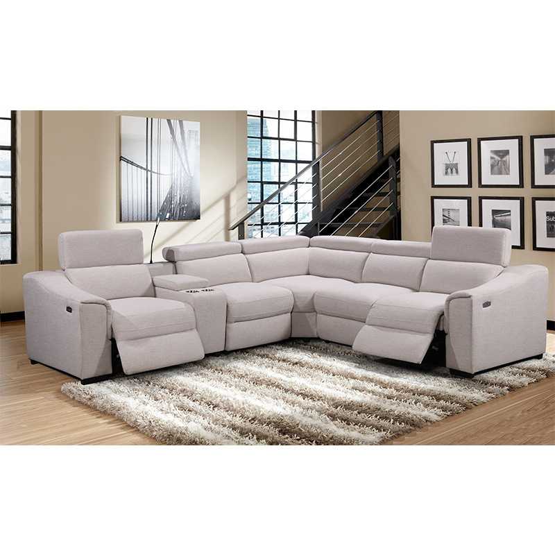 Customized Leather Italian Sofa 3 Seats Recliner Sectional with USB Charging Reading Lamp Hardware Cup Live Room Sofa