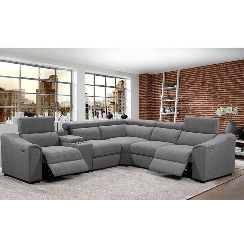 Customized Leather Italian Sofa 3 Seats Recliner Sectional with USB Charging Reading Lamp Hardware Cup Live Room Sofa