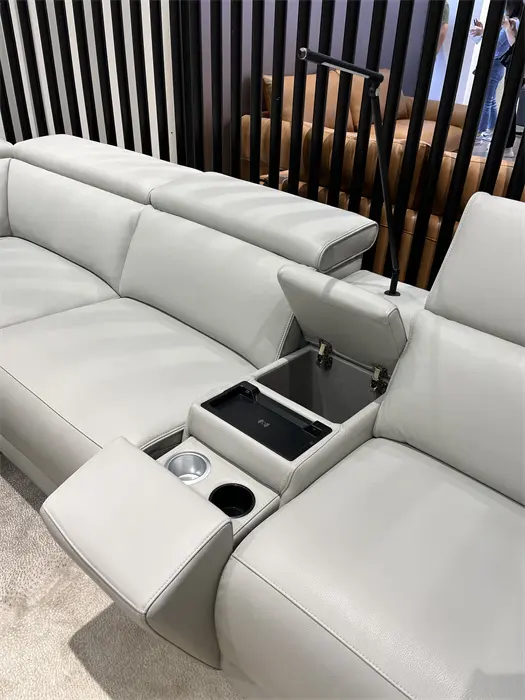 Customized Leather Italian Sofa 3 Seats Recliner Sectional with USB Charging Reading Lamp Hardware Cup Live Room Sofa