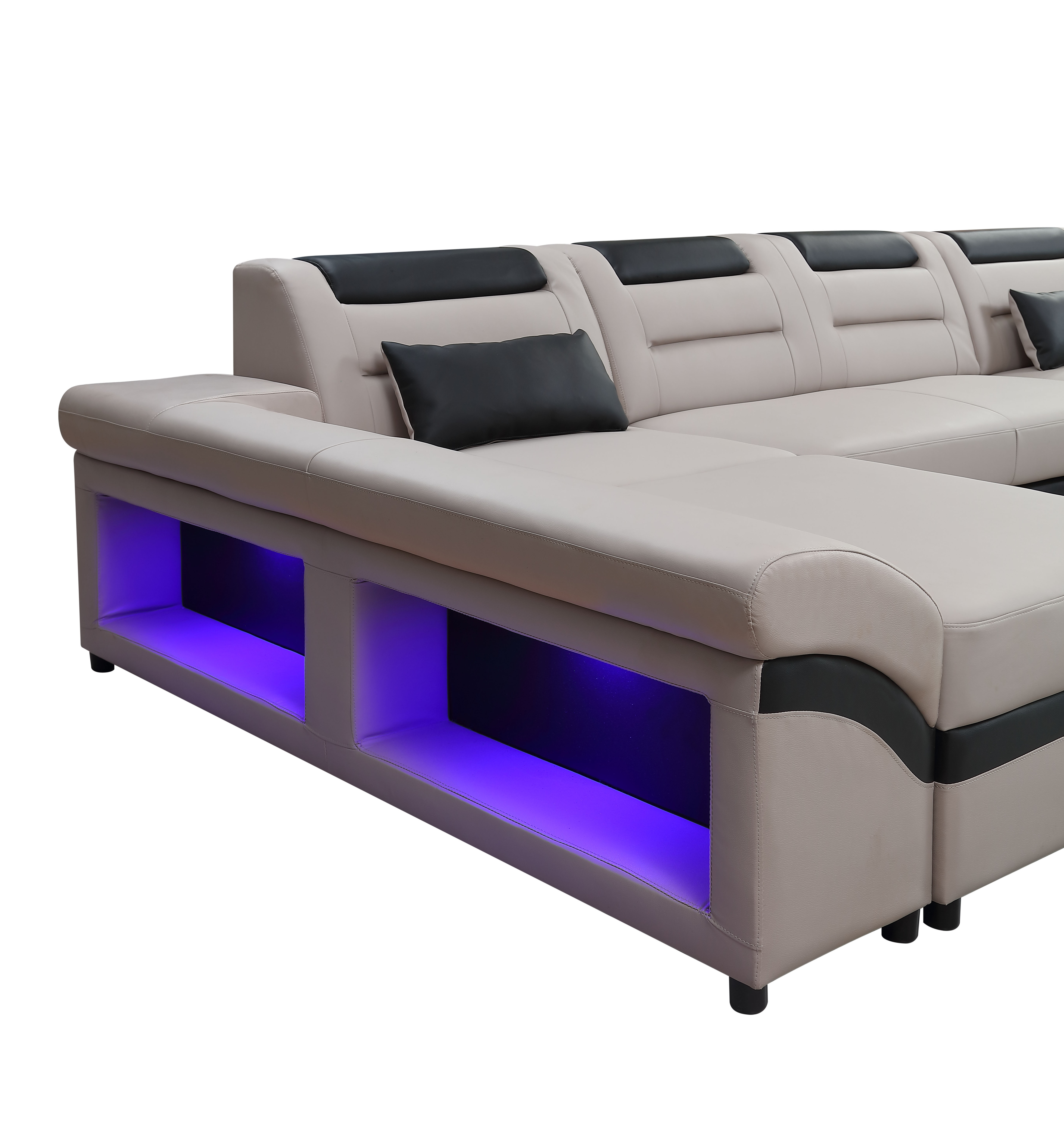 Factory Price Living Room Sofa Set Home Furniture Genuine Leather Sofa 3 2 1 Seats Sofa Bed With Led