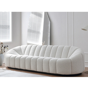 Modern Designer Couch Living Room Set Pumpkin Sofa Cream White Lamb's Wool 3-Seater Sectional Sofas