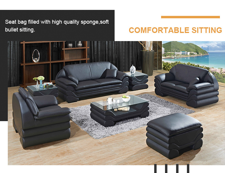 European Style black and Red Sofa L Shape Sofa Set Designs Genuine Leather Sectional Sofa