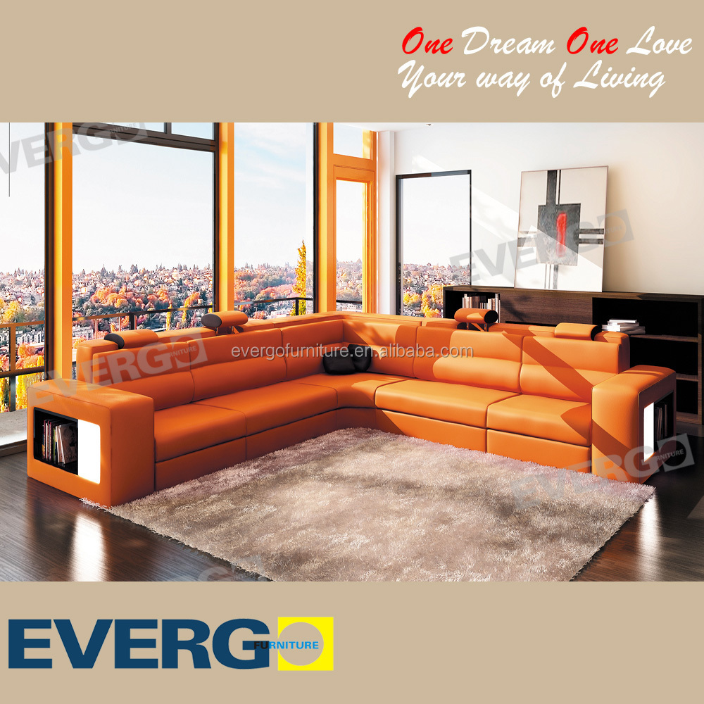 living room furniture leisure orange L designs genuine leather sofa