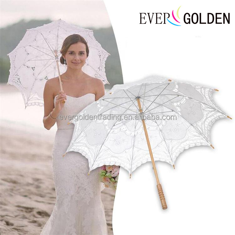 Fashion Cheap Wholesale Craft Lace Parasol Embroidered Battenburg Lace  Parasol Fancy Lace Umbrella For Chinese Wedding