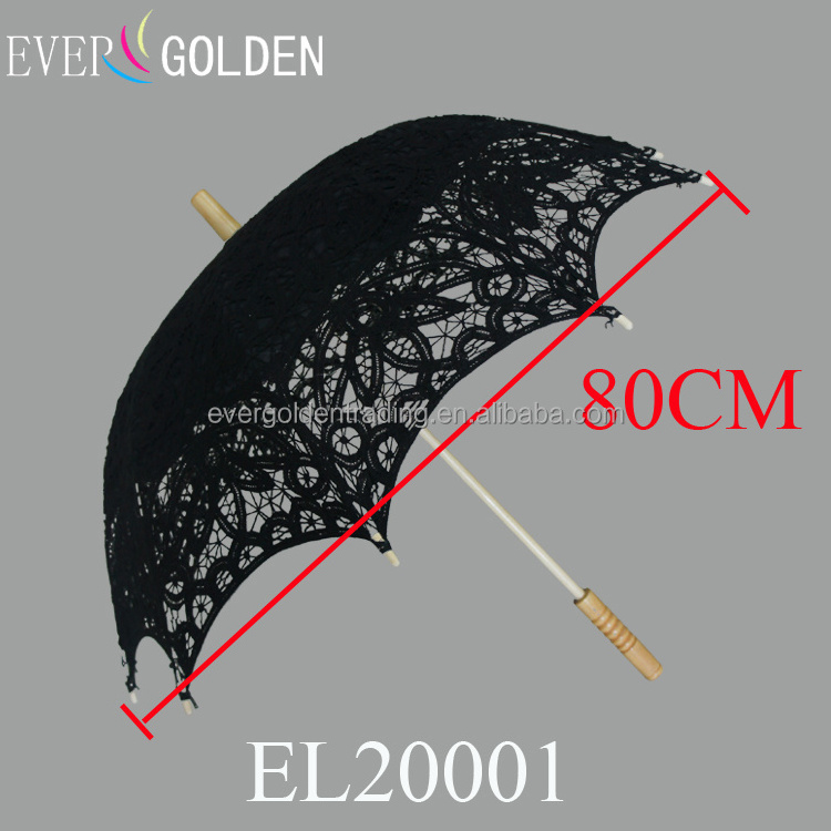 Black Modern Lace Parasol Wholesaler Antique Lace Parasol Cotton Battenburg Lace Parasol For Funeral