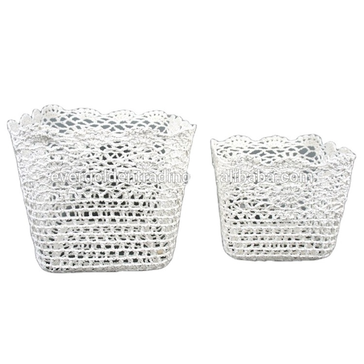 High quality cotton lace crochet storage basket products exported from China