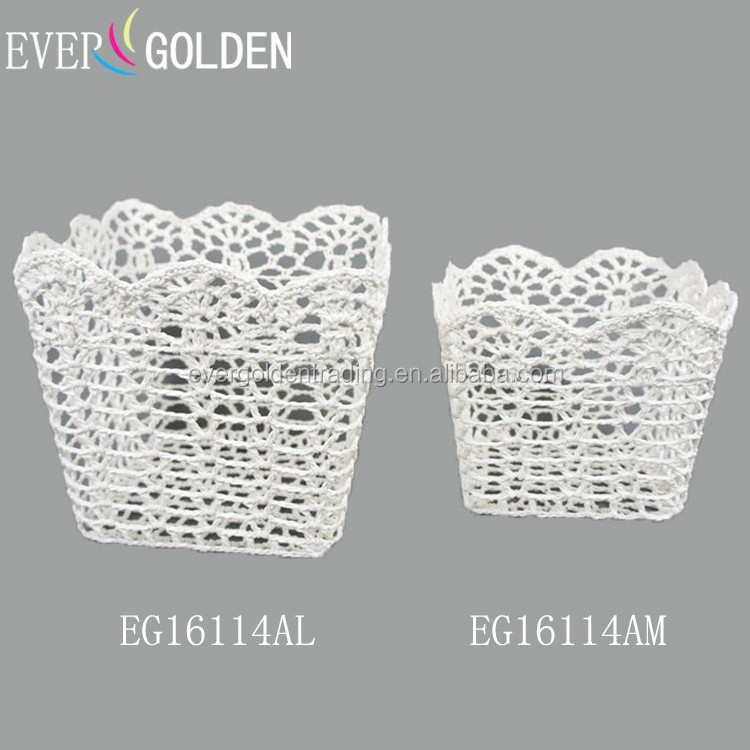 High quality cotton lace crochet storage basket products exported from China