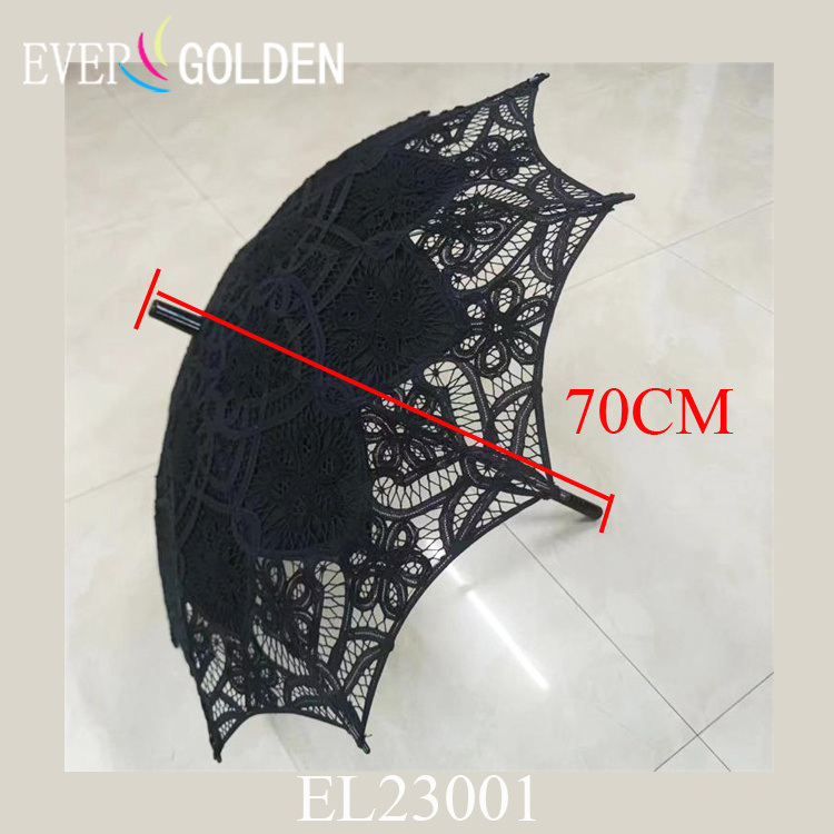 Black Modern Lace Parasol With Lining Wholesaler Antique Lace Parasol Cotton Battenburg Lace Parasol For Funeral