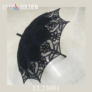 Black Modern Lace Parasol With Lining Wholesaler Antique Lace Parasol Cotton Battenburg Lace Parasol For Funeral