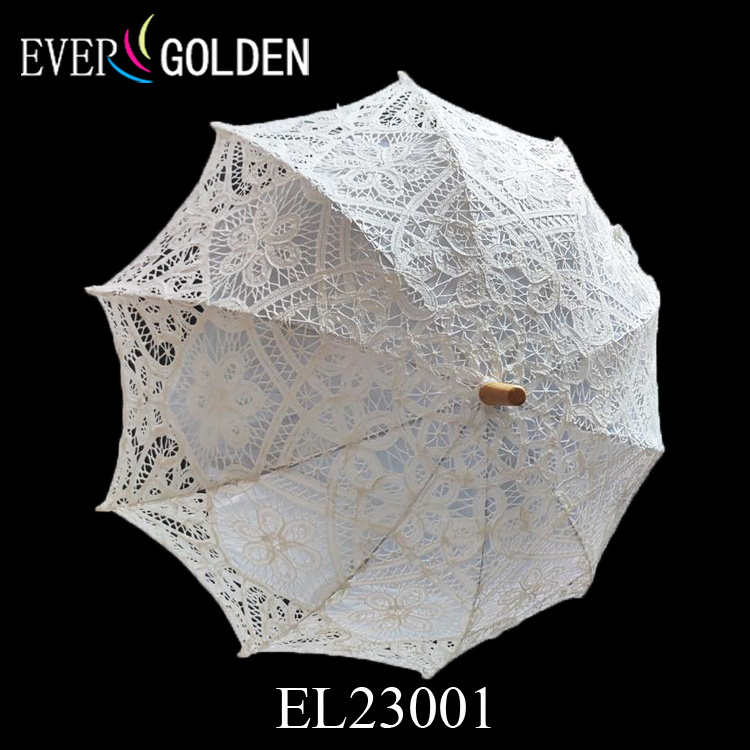 Ameliebridal Handmade Bridal Battenburg Lace Parasol Bride Umbrella With Lining For Birthday Shower Wedding Party Decora