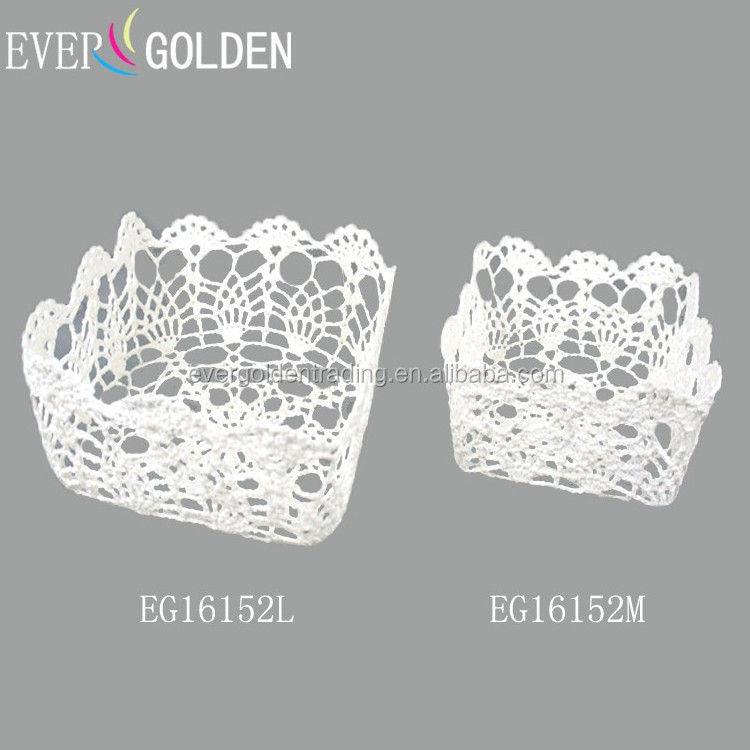 High quality cotton lace crochet storage basket products exported from China