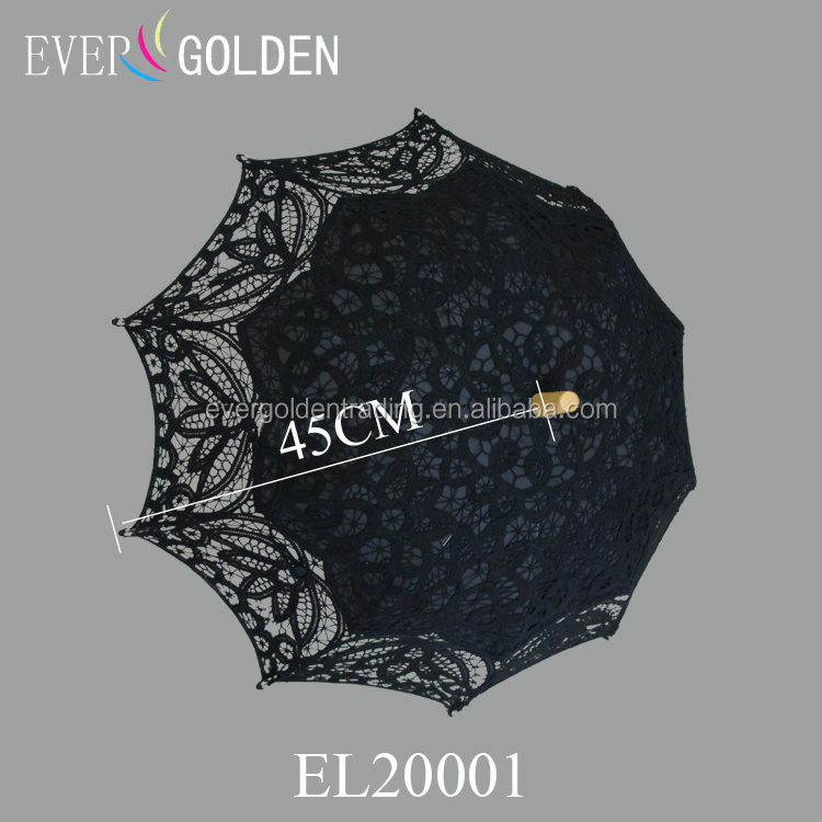 Black Modern Lace Parasol Wholesaler Antique Lace Parasol Cotton Battenburg Lace Parasol For Funeral