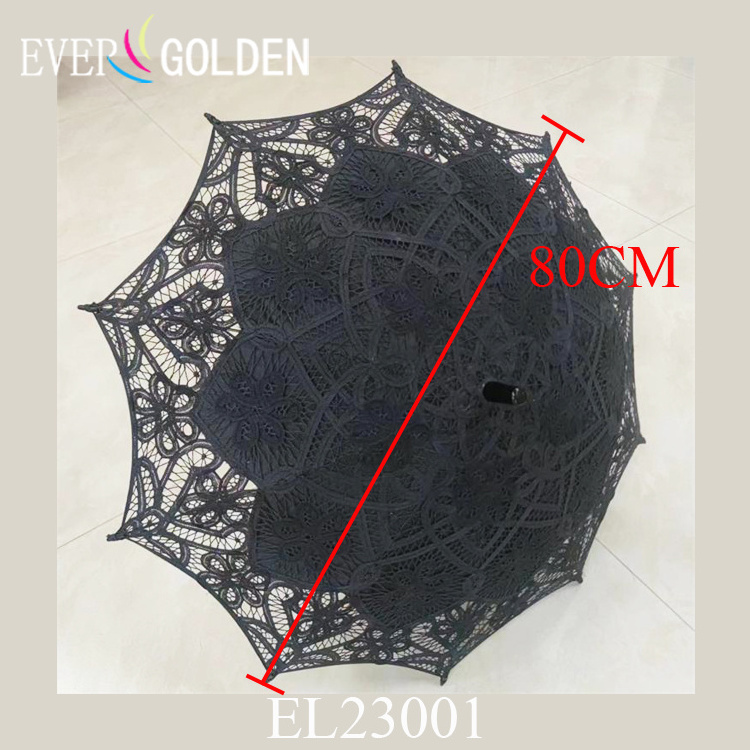 Black Modern Lace Parasol With Lining Wholesaler Antique Lace Parasol Cotton Battenburg Lace Parasol For Funeral