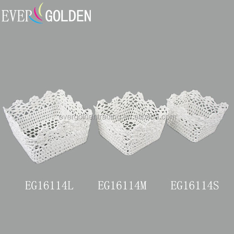 High quality cotton lace crochet storage basket products exported from China