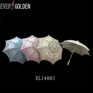 Products Sell Cheap Lace Wedding Parasol Umbrella Wooden Shaft Cotton Lace Parasol