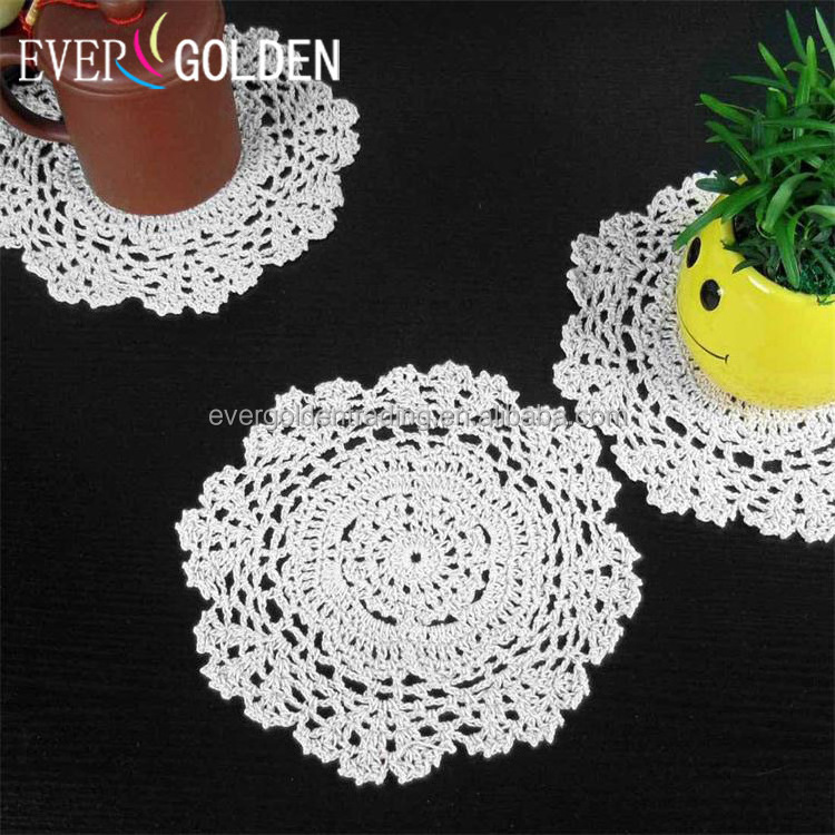 Handmade Round Crochet Cotton Lace Coaster Hand Woven Cup Embroidered Doily For Deluxe Life