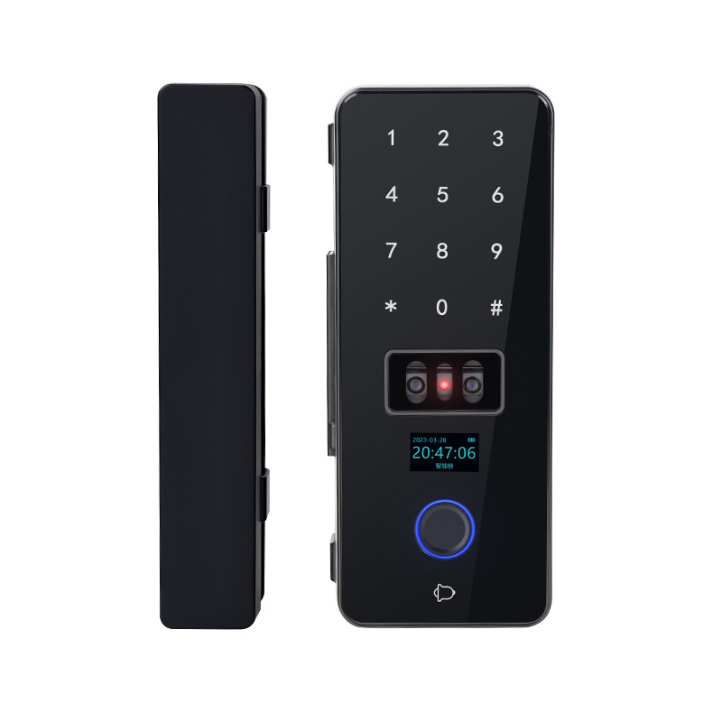 High Quality Fully Automatic 3D face Recognition Glass Door Lock High Security Smart Office Door Lock Office Glass Door Lock