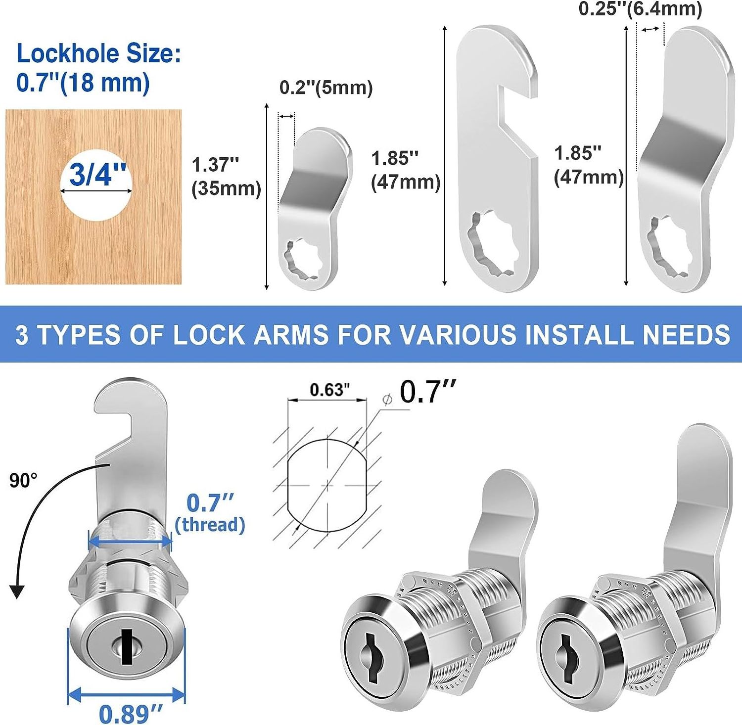 Hot sales Zinc Alloy Cam Lock for furniture Stainless Steel Mailbox Lock  Easily Install Cabinet Lock Made in CHINA