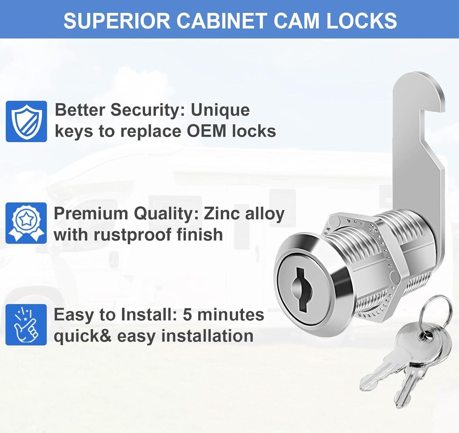 Hot sales Zinc Alloy Cam Lock for furniture Stainless Steel Mailbox Lock  Easily Install Cabinet Lock Made in CHINA