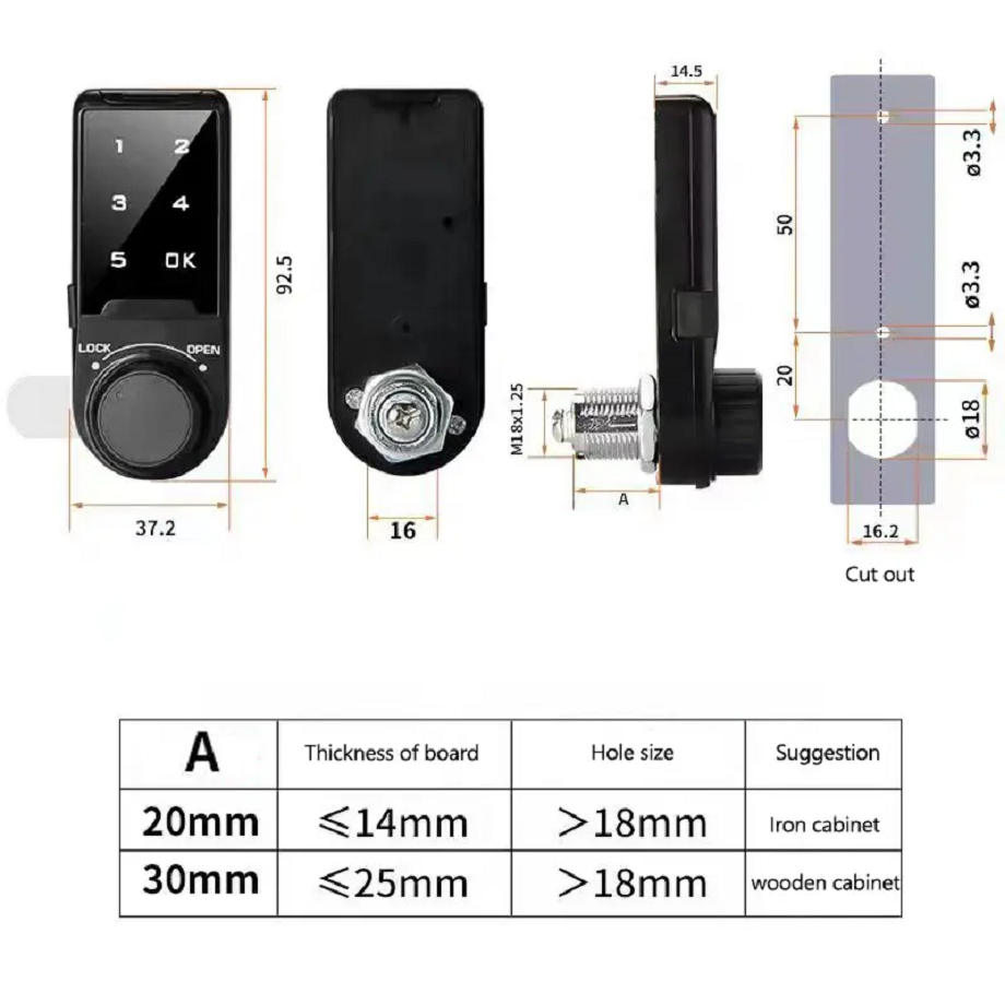 Hot sales Plastic Mini Smart Cabinet Combination Lock Intelligent Digital Cabinet Lock Electronic Cabinet Password  Lock