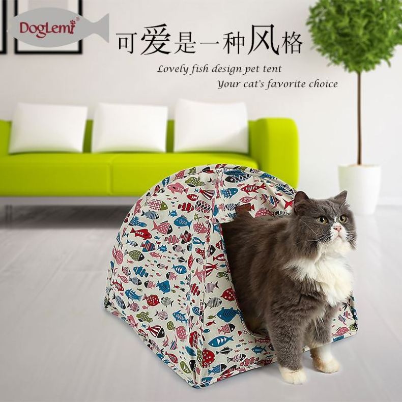 Fish Design Foldable Pet Tent Small Dog Kennel Folding Camping Tent Cat House Durable Pet Cage Dog Bed Pet Teepee