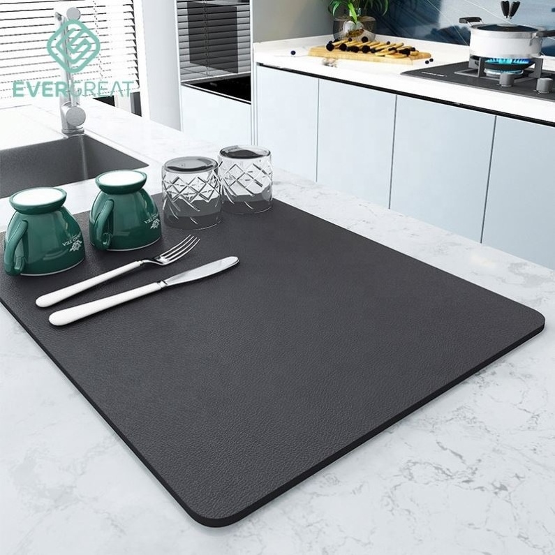 Factory Large Kitchen Absorbent Mat Coffee Dish Draining Mat Drying Mat Quick Dry Bathroom Drain Pad Kitchen Faucet Placemat