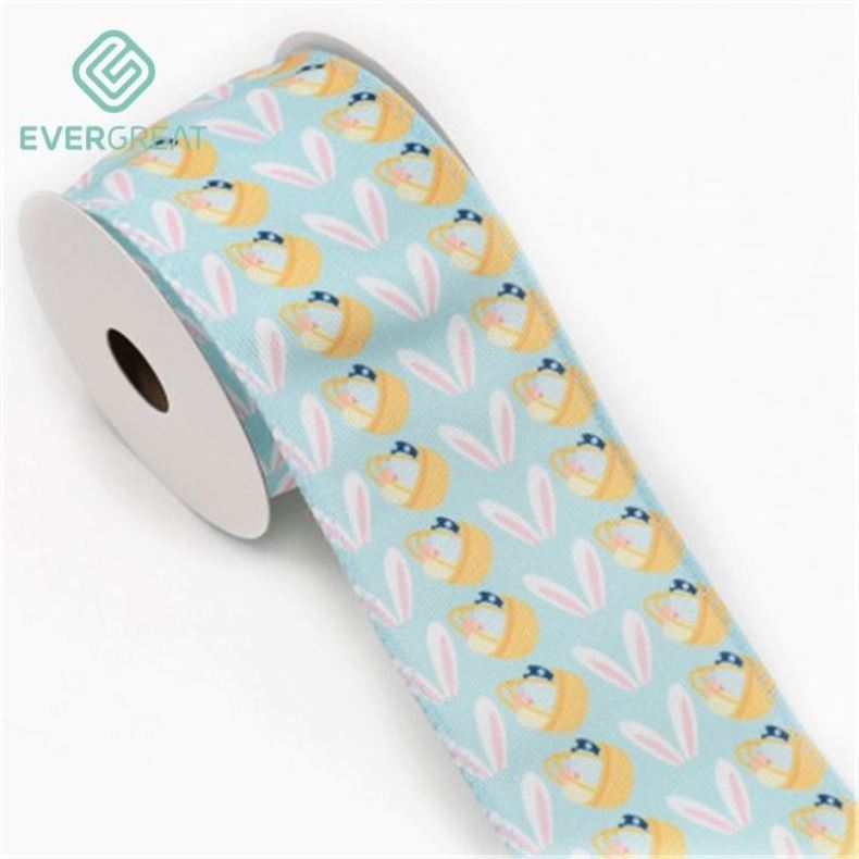 Top Selling Easter Eggs Flower Carrots Bunny Fabric Ribbons for Easter Wrapping Wreath Party Decoration