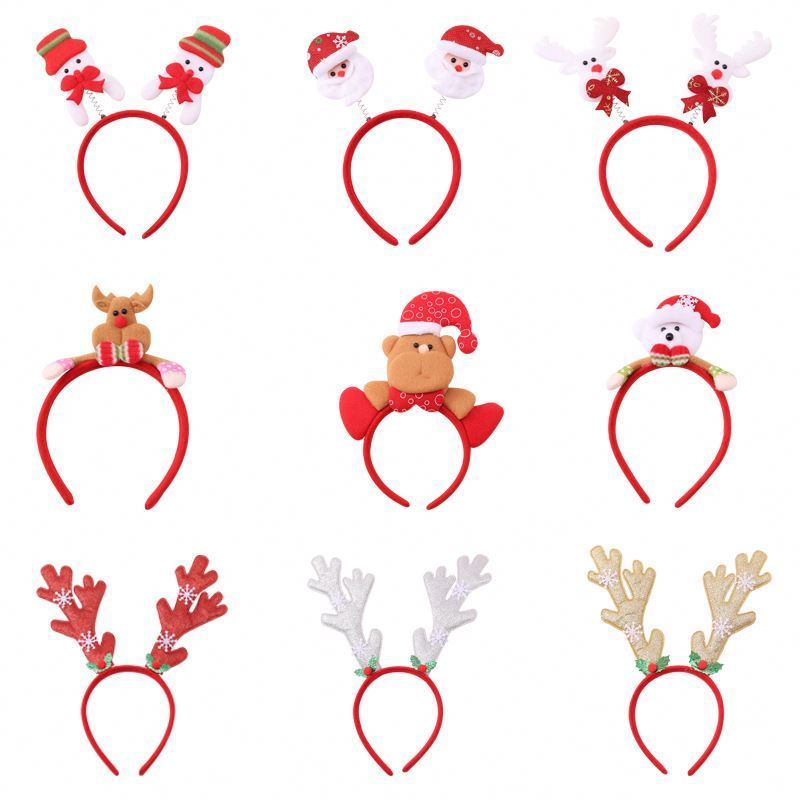 Christmas headbands Hair clips Santa Claus Snowman Antlers headbands Children's holiday party decorations Hair accessories