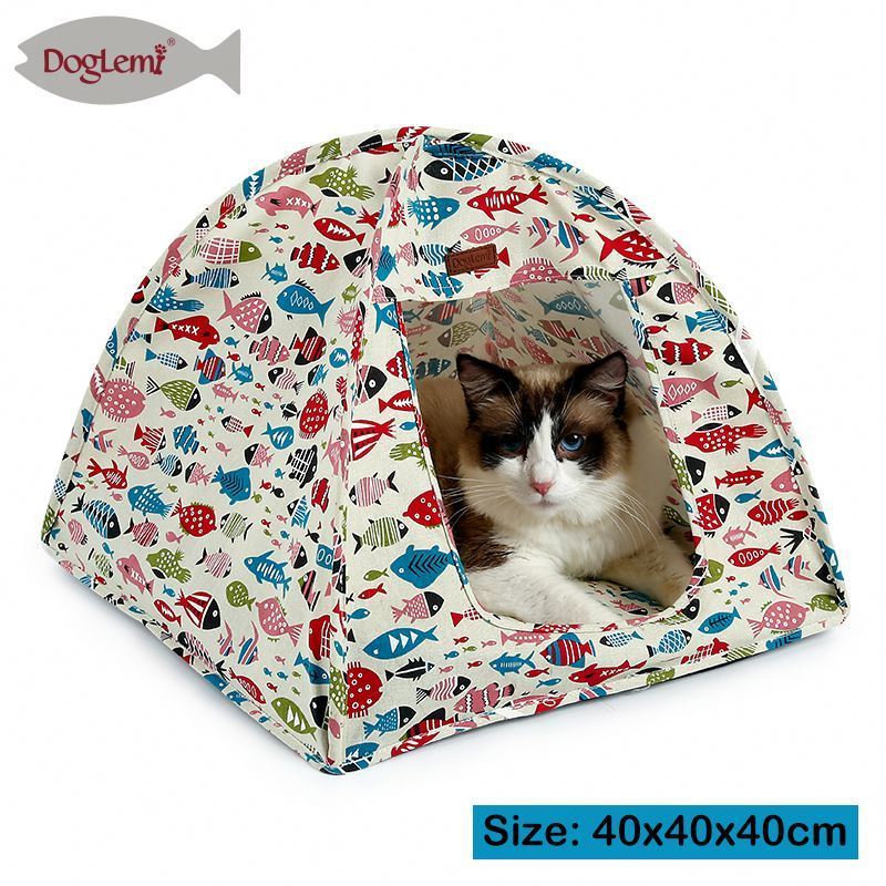 Fish Design Foldable Pet Tent Small Dog Kennel Folding Camping Tent Cat House Durable Pet Cage Dog Bed Pet Teepee