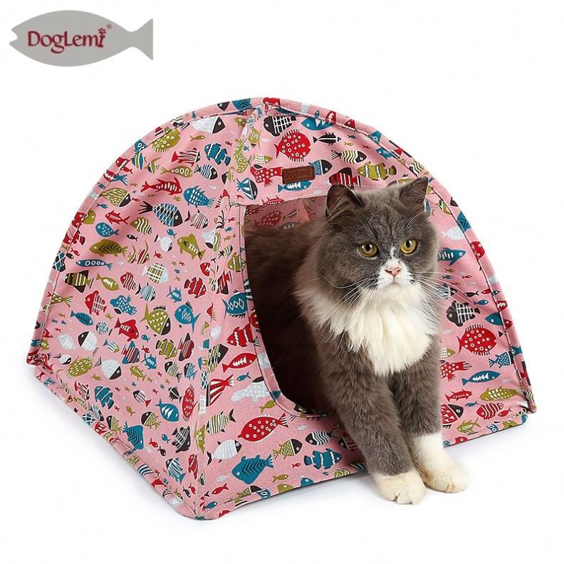 Fish Design Foldable Pet Tent Small Dog Kennel Folding Camping Tent Cat House Durable Pet Cage Dog Bed Pet Teepee