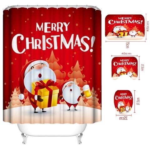 Merry Christmas Classy Bathroom Decoration 3D Digital Printing Gift Polyester Waterproof Shower Curtain