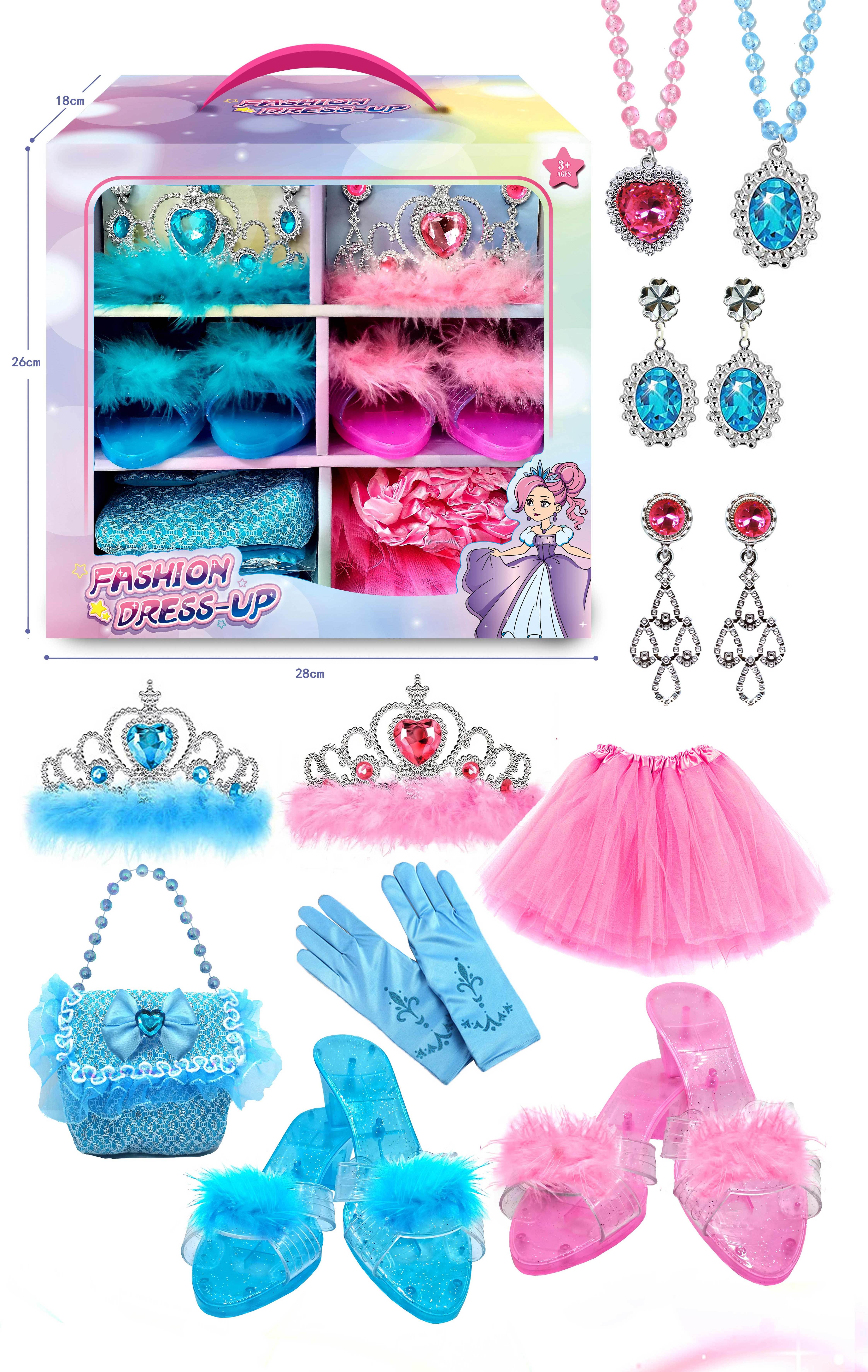 Girls Dress up toys for kids girls Dress up Princess Pink Accessory Shoes Dress Crown Set toy fashion girl toy Juguetes