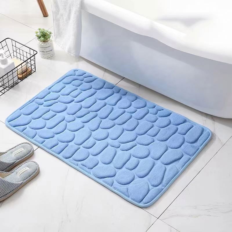 Microfiber Cobble Stone Embossed Bath Mat Memory Foam Pad Anti Slip Stone Mat Door Mats Bathtub Side Floor Rug