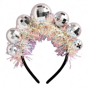 Novelty Christmas Disco Ball Headband With Sequin Dance Party Costume Accessories