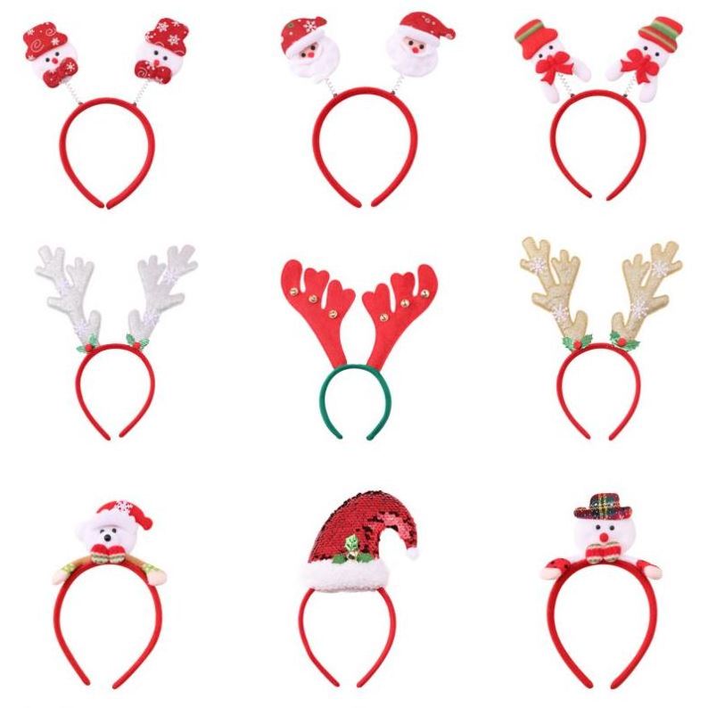 Christmas headbands Hair clips Santa Claus Snowman Antlers headbands Children's holiday party decorations Hair accessories