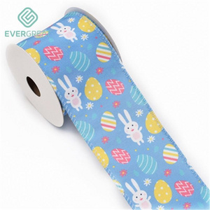 Top Selling Easter Eggs Flower Carrots Bunny Fabric Ribbons for Easter Wrapping Wreath Party Decoration