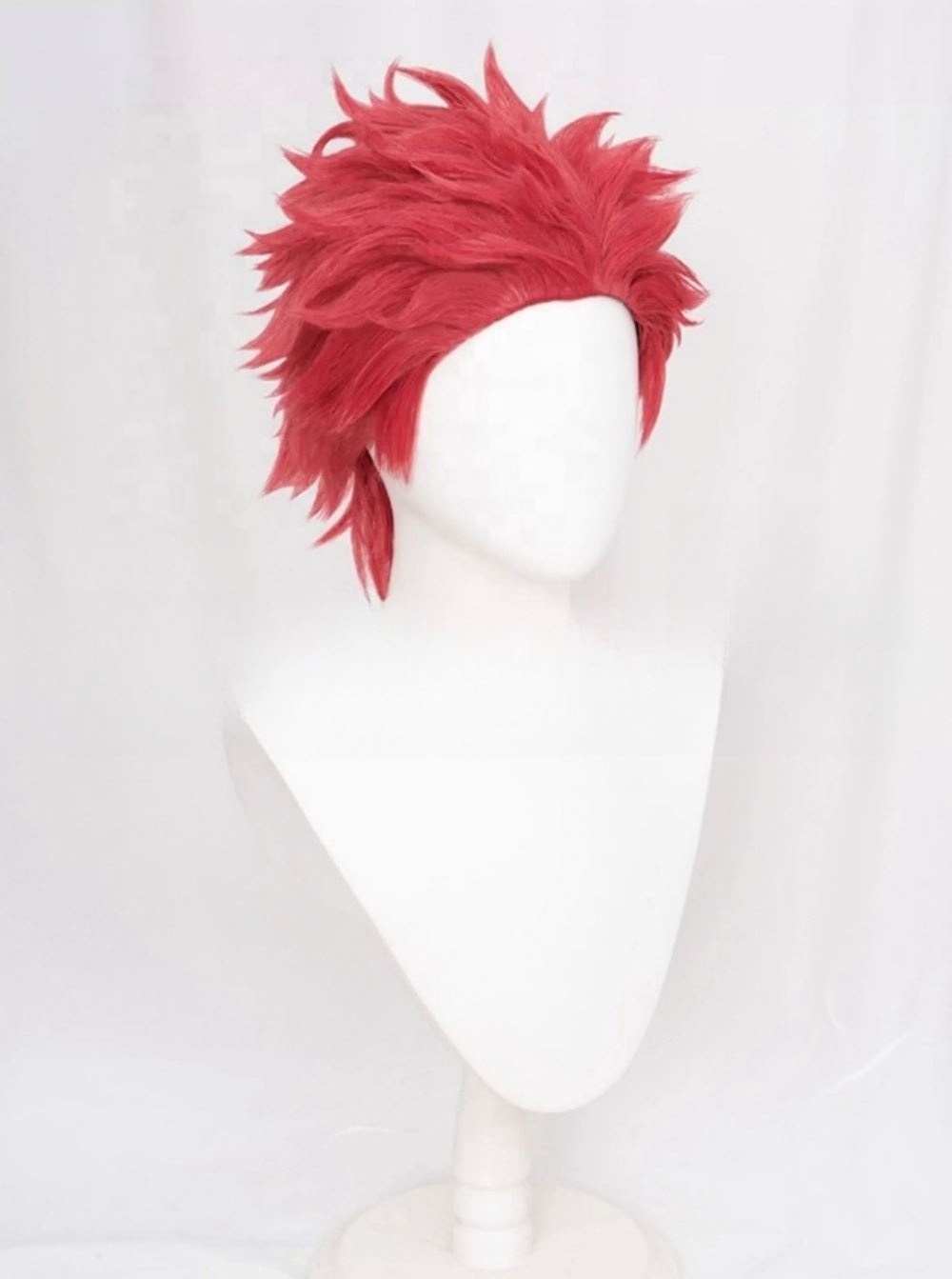 Hakuji Anime Cosplay Wig Men Pink Red Short Hair Synthetic Wig for Boys Halloween Costume Party Props