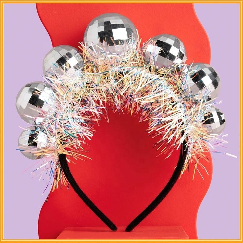 Novelty Christmas Disco Ball Headband With Sequin Dance Party Costume Accessories