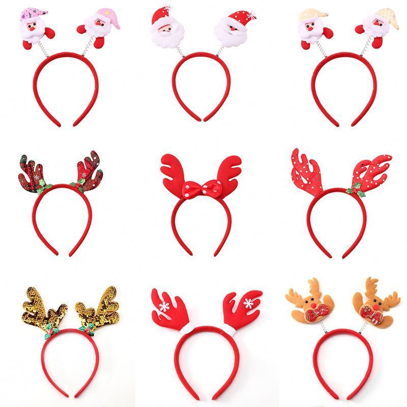 Christmas headbands Hair clips Santa Claus Snowman Antlers headbands Children's holiday party decorations Hair accessories