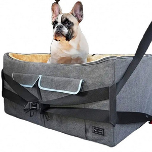 Pet Travel Car Booster Seat With Safety Belt,Washable Double-sided Cushion And Storage Pocket For Dogs