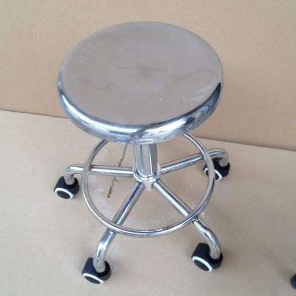 Laboratory Furniture Chair Air Pressure Round 304 Stainless Steel Backrest Stool