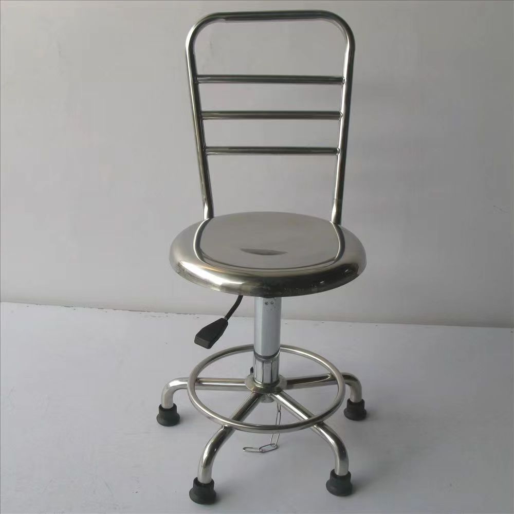 Laboratory Furniture Chair Air Pressure Round 304 Stainless Steel Backrest Stool