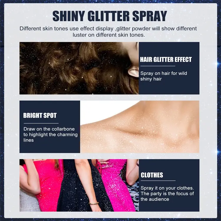 factory supply body shimmer for clothes hair shining spray glitter