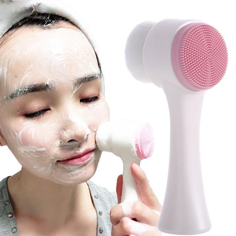 exfoliating spin face brush cleaner 3d double side facial cleansing brushes